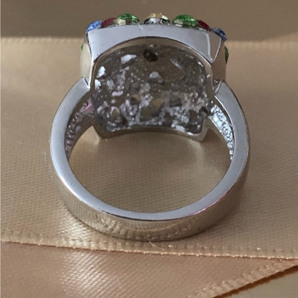 Square Multi Gemstone Cluster Ring 8 - image 7